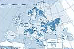 Карта загрязнения Европы цезием-137.