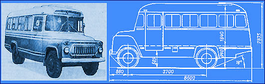 Автобус малого класса КАвЗ-685. Фотография и схема техники использовавшейся в зоне отчуждения
