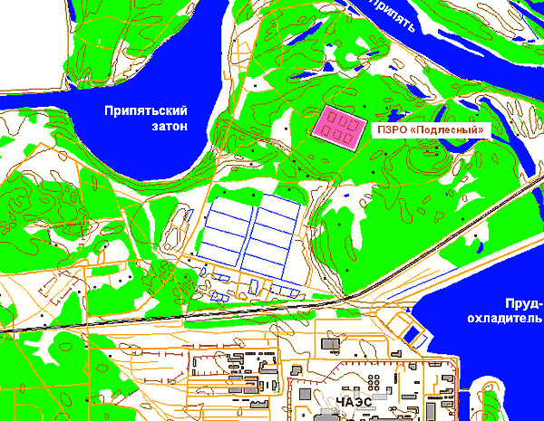 Карта розміщення ПЗРВ Підлісний ЧАЕС ПЗРВ Підлісний ЧАЕС карта