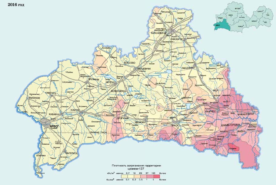 Карта заражения Брестской области