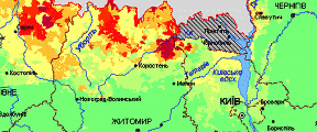 Карта загрязнения Украины радионуклидами