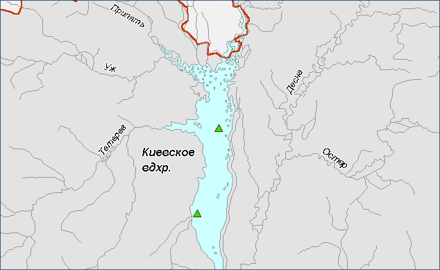 Карта Киевское водохранилище