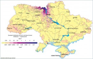 Карта загрязнения Украины америций