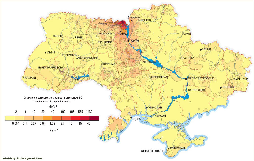 Карта забрудення України стронцій-90