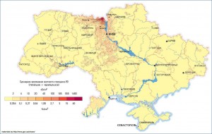 Карта загрязнения 90Sr территории Украины