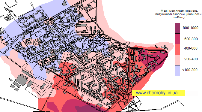 Прип'ять: карта радіоактивного забруднення міста