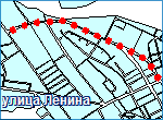 Карта с выделенной цветом улицей Ленина в городе Чернобыль