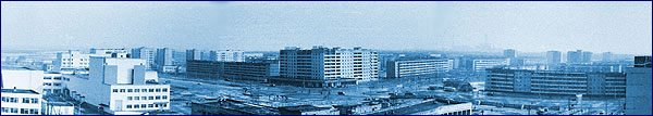 Panorama of the central area of Pripyat city in 1983