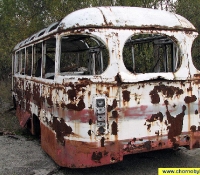 Чернобыль фото: техника автобус ПАЗ