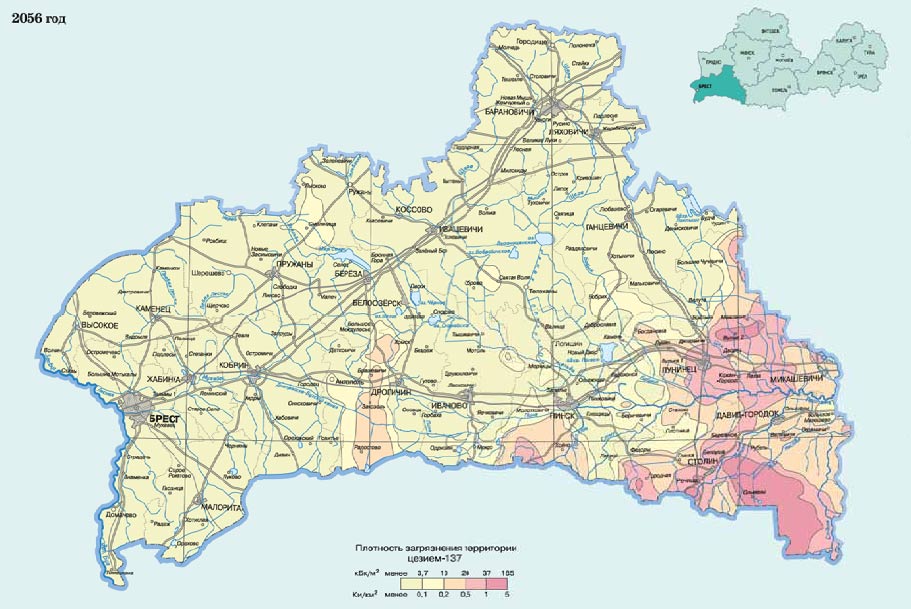 Карта загрязнения Белорусии