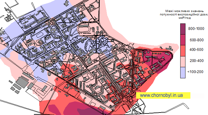 Map radio pollution Pripyat