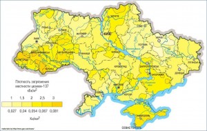 Карта загрязнения территории Украины цезием
