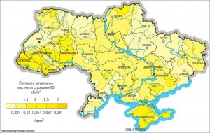 Карта загрязнения территории Украины стронцием
