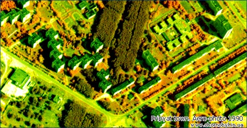 місто Прип’ять  в 1990 році аерофото
