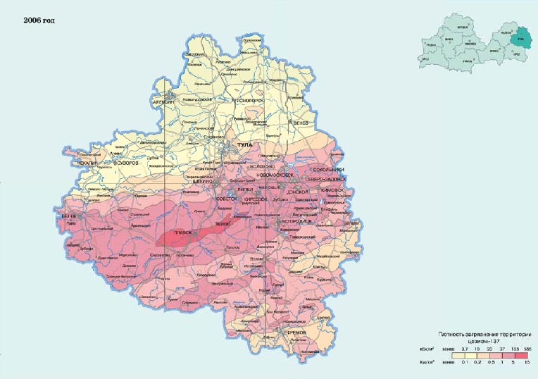 Карта загрязнения Тулы и области