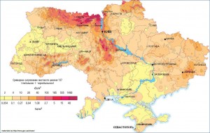 Цезиевое загрязнение Украины в 1986 году