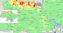 Карта загрязнения Украины цезием, стронцием плутонием